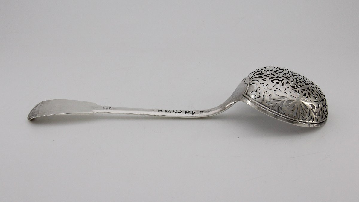 Rare grande cuiller à sucre en argent, époque Louis XV - orfèvre Jean BAUCAIRE, Metz 1747-1748-photo-2