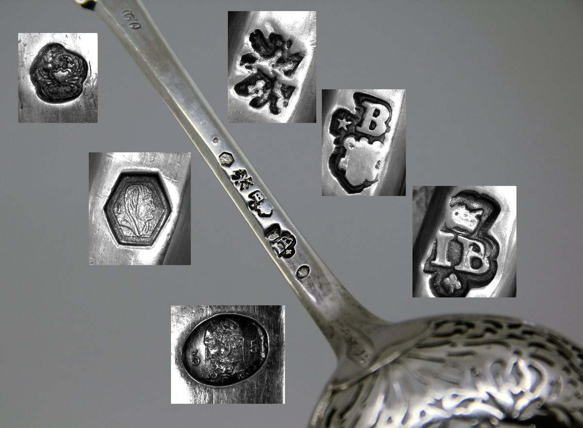 Rare grande cuiller à sucre en argent, époque Louis XV - orfèvre Jean BAUCAIRE, Metz 1747-1748-photo-5
