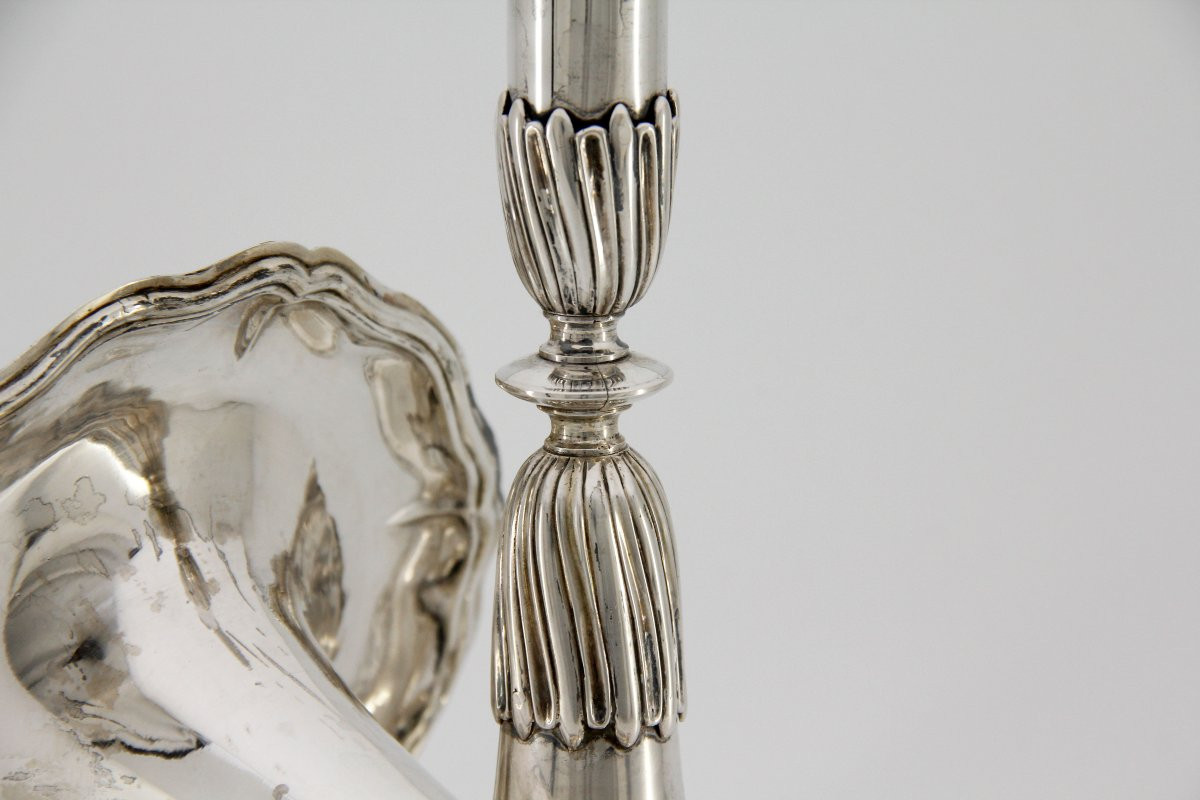 Paire de flambeaux trompette en argent massif - Johann Jakob Dulliker, Berne vers 1760-1780-photo-4