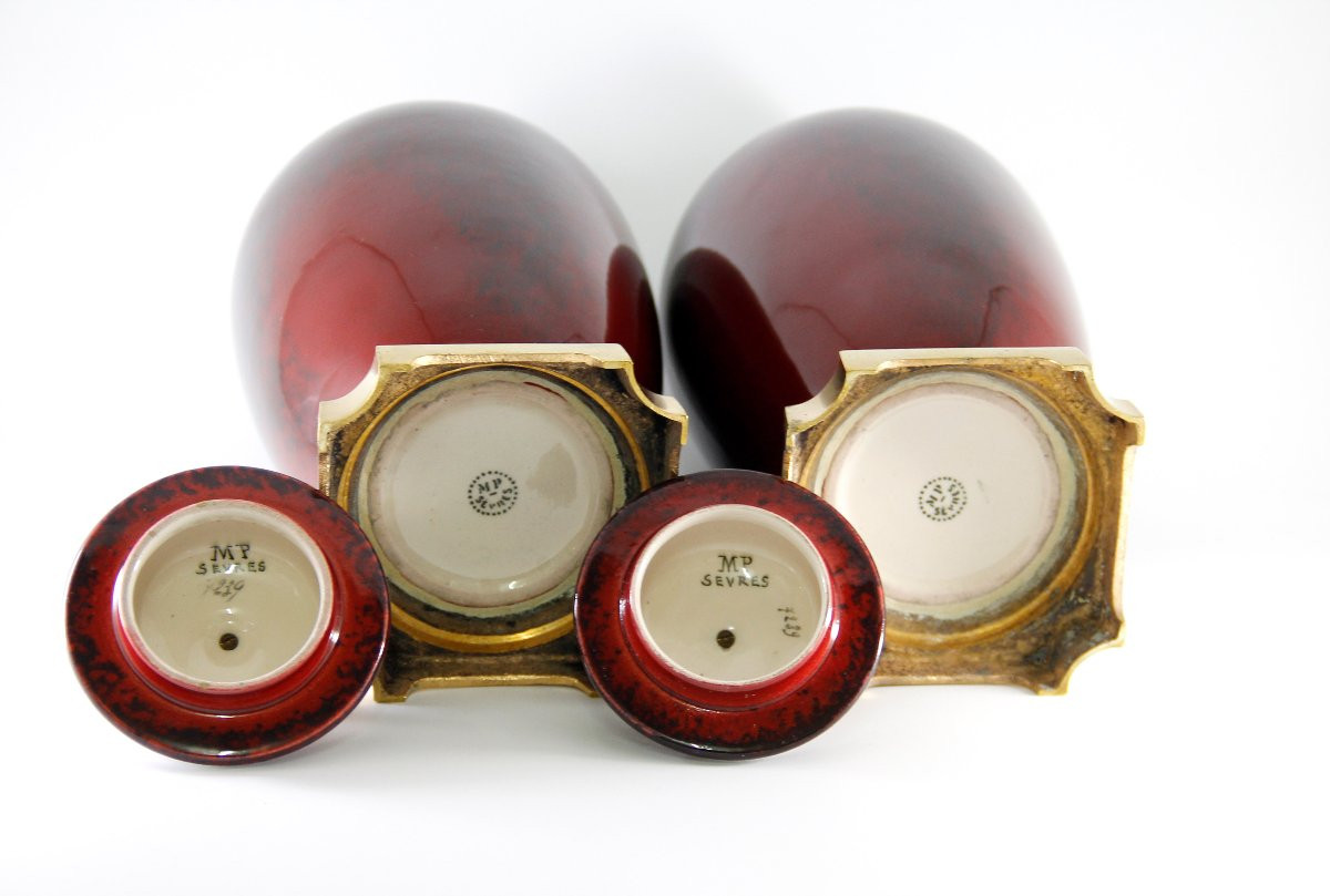 Pair Of Covered Vases With Flamed Oxblood Glaze — Paul Milet In Sèvres, Circa 1920-photo-4