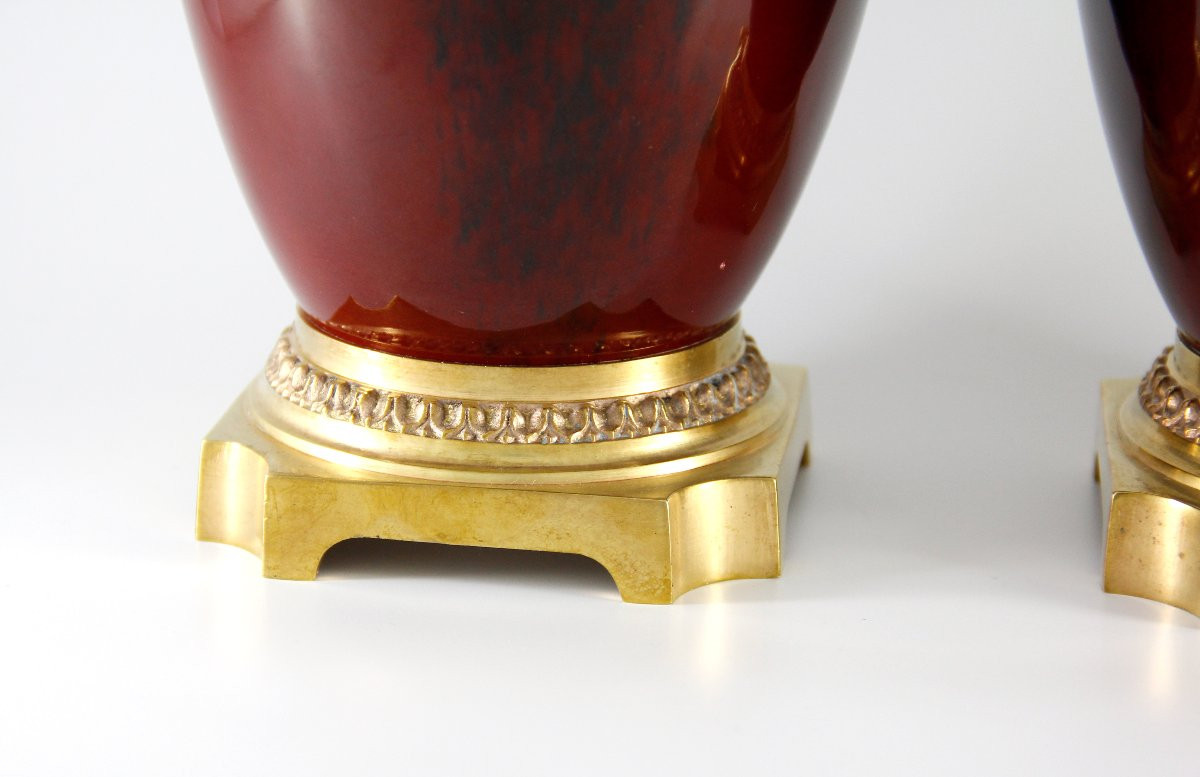 Pair Of Covered Vases With Flamed Oxblood Glaze — Paul Milet In Sèvres, Circa 1920-photo-2