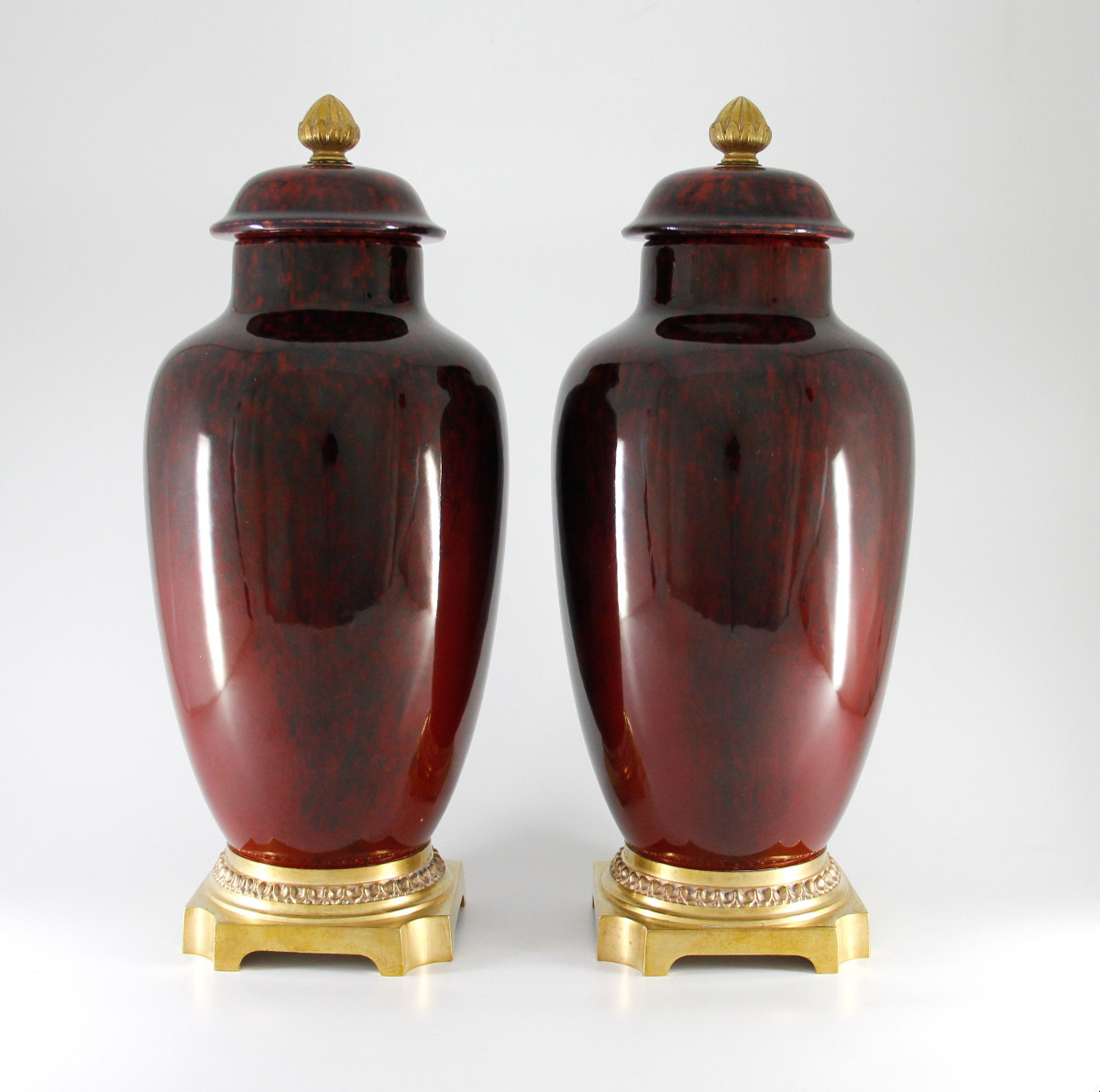 Pair Of Covered Vases With Flamed Oxblood Glaze — Paul Milet In Sèvres, Circa 1920