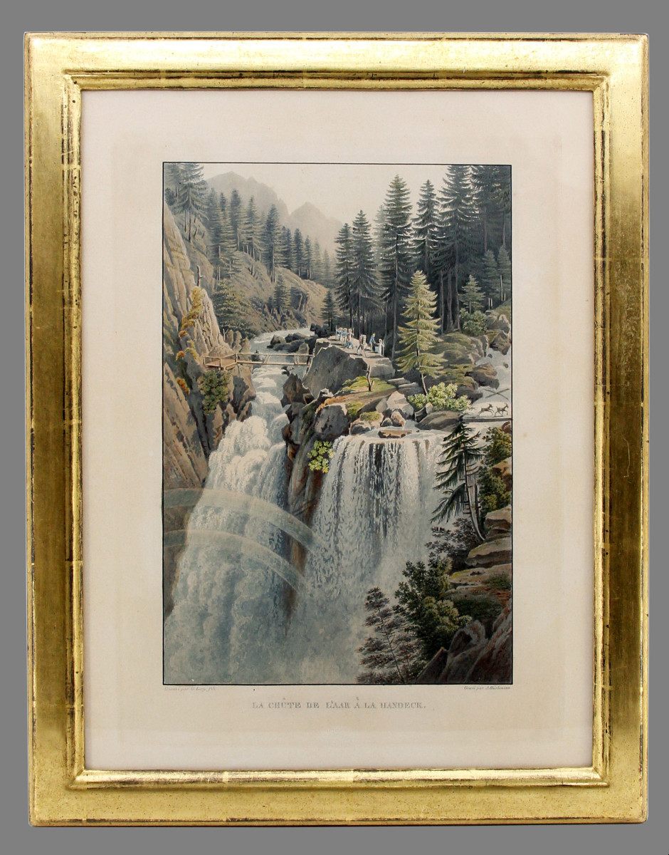 The Fall Of The Aare At Handeck — Watercolor Aquatint, Gabriel Lory And Johann Hürlimann, 1822