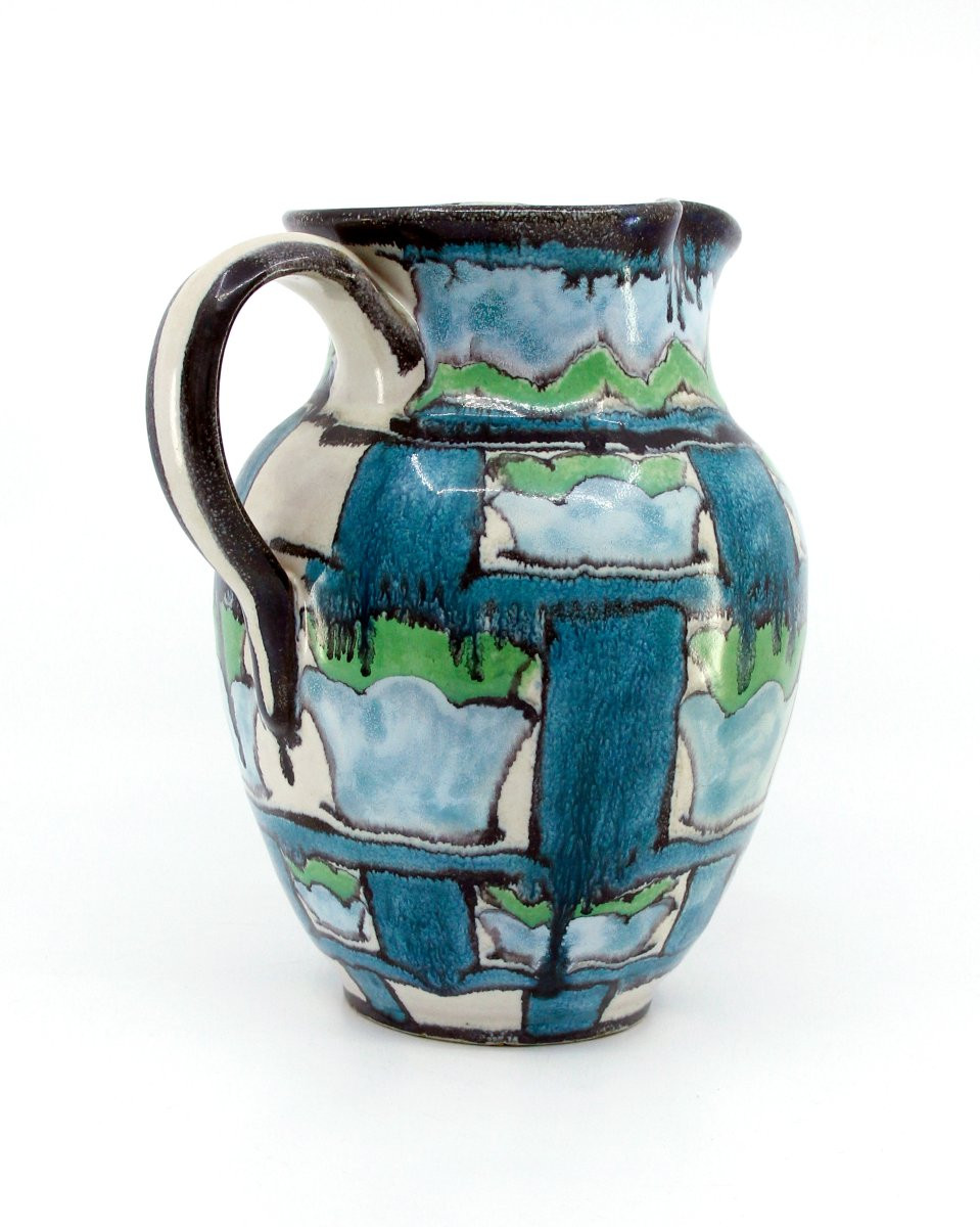Marcel Noverraz (1899-1972) — Earthenware Pitcher With Geometric Decoration, Circa 1930-photo-4