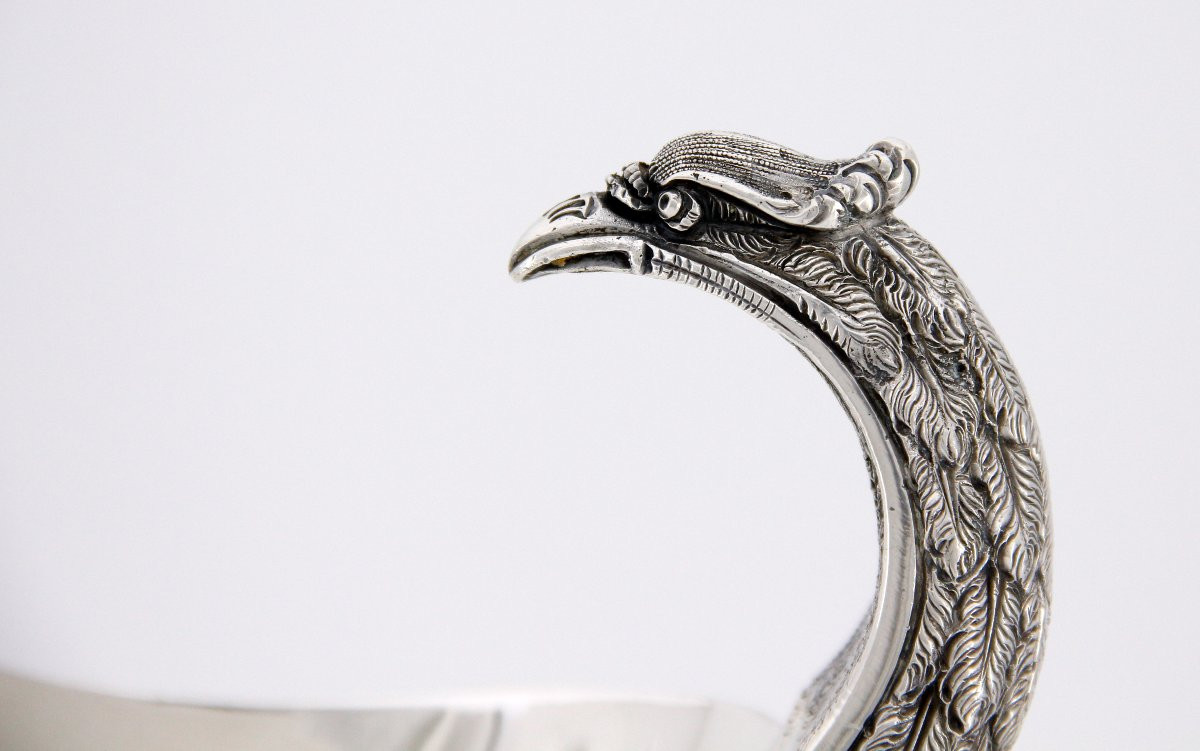 Empire Style Sauce Boat With Eagle's Head Handle — Solid Silver — Italy, Circa 1950-photo-2