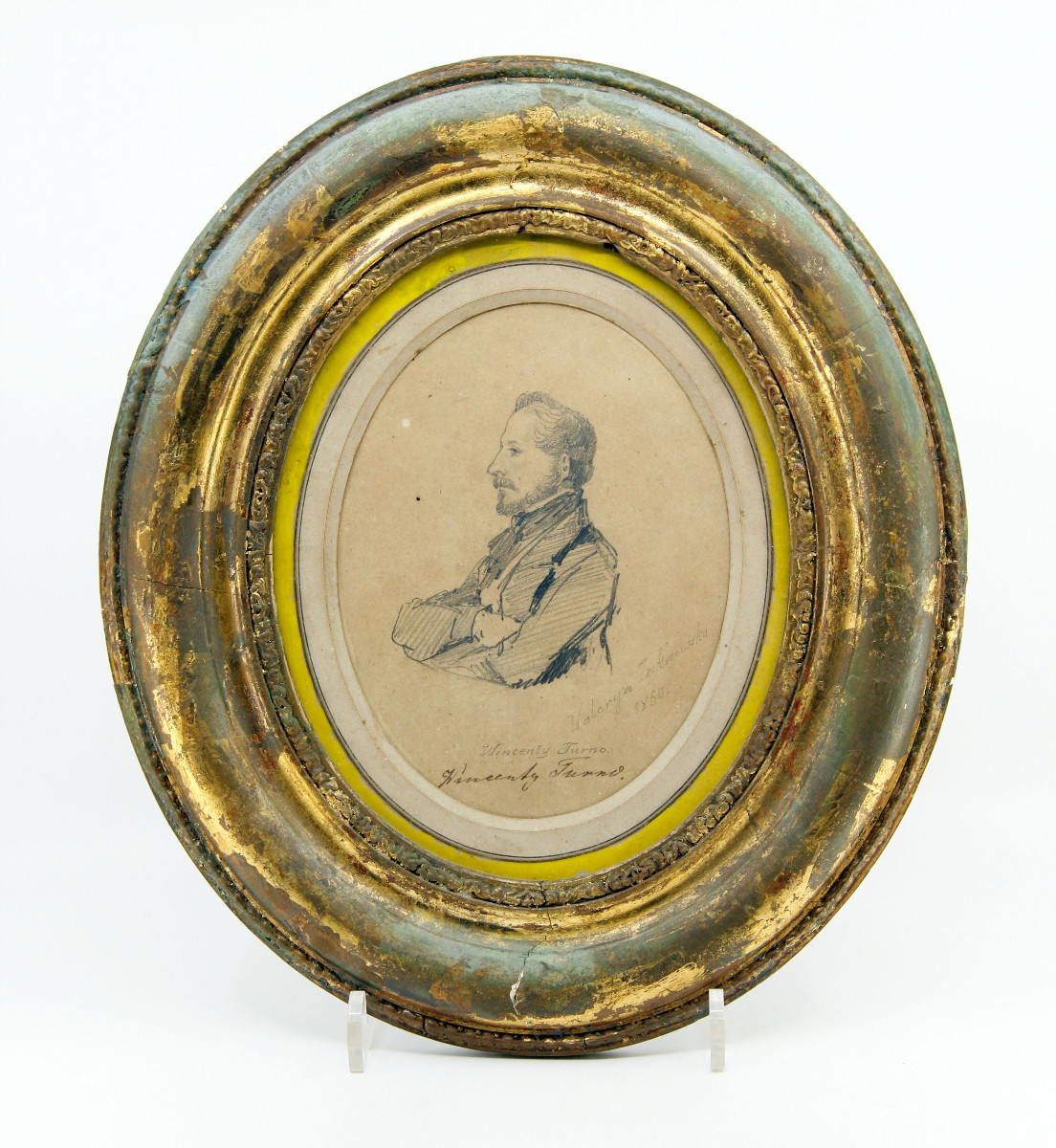 Poland — Pencil Portrait Of Wincenty Turno By Walerya Zakrzewska — Original Frame — 1850