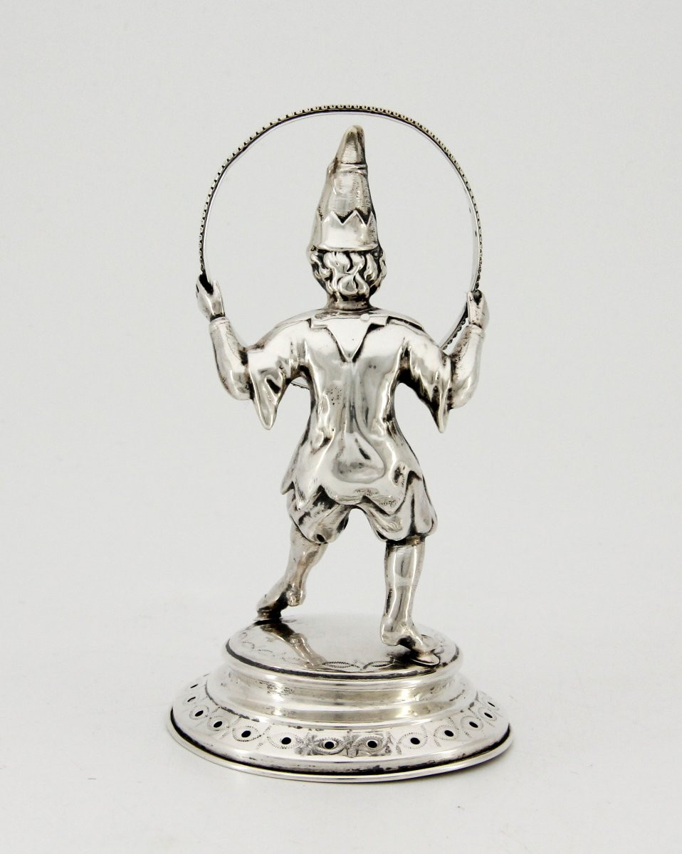 Solid Silver Toothpick Holder — Hoop Acrobat — Switzerland Or Germany, Circa 1840-photo-4