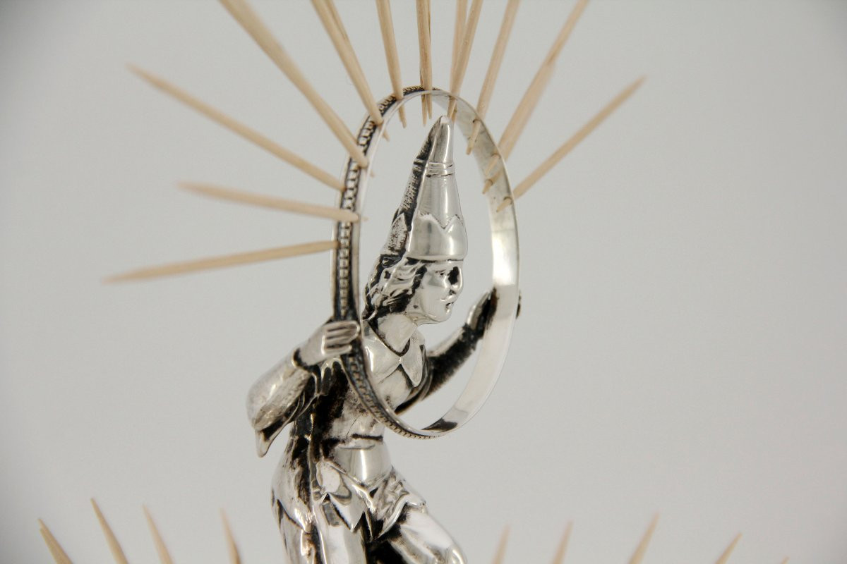 Solid Silver Toothpick Holder — Hoop Acrobat — Switzerland Or Germany, Circa 1840-photo-8