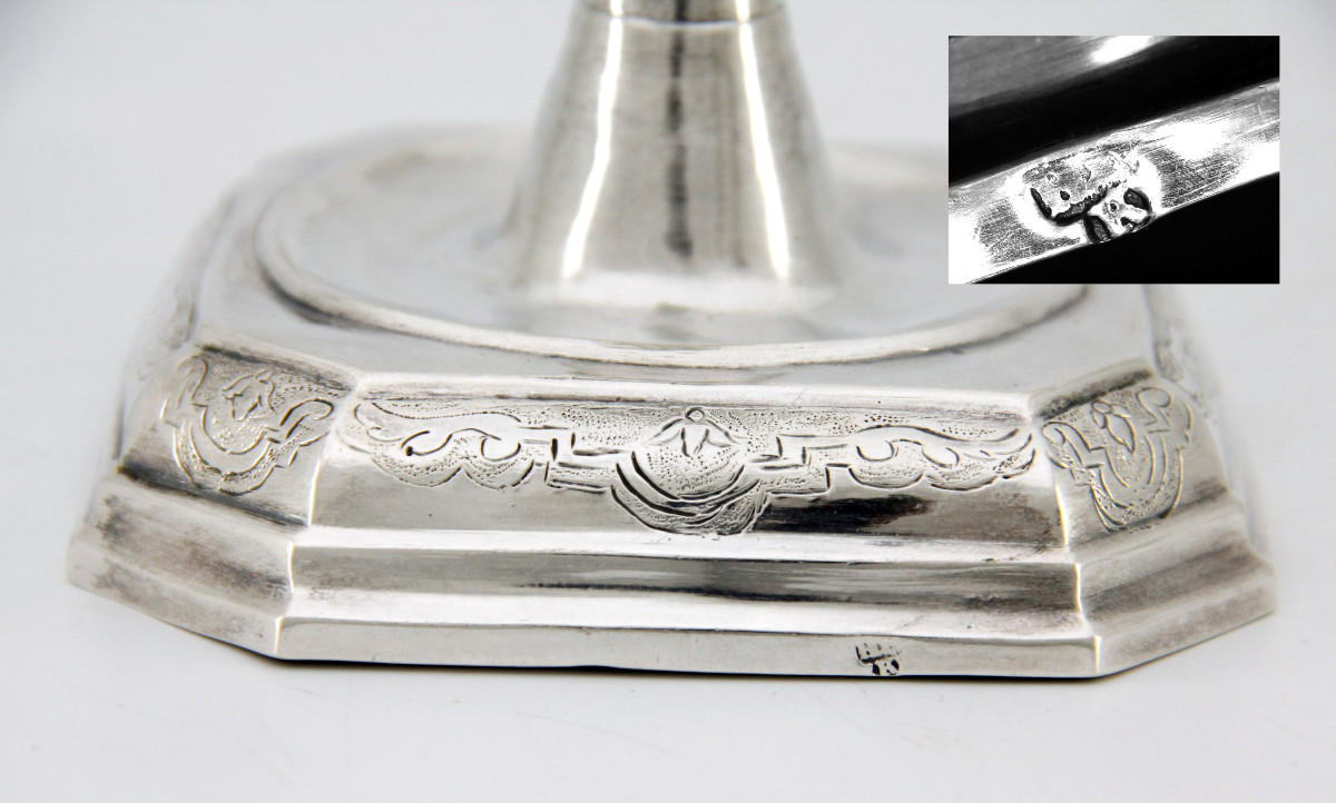 Petit flambeau de toilette patronymique en argent, daté 1748 — Allemagne, vers 1720-1730-photo-3