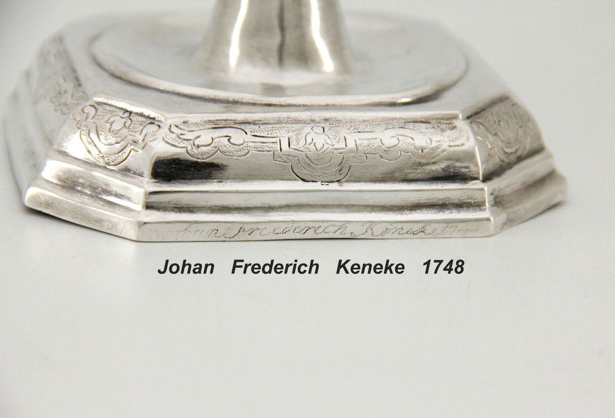 Petit flambeau de toilette patronymique en argent, daté 1748 — Allemagne, vers 1720-1730-photo-3