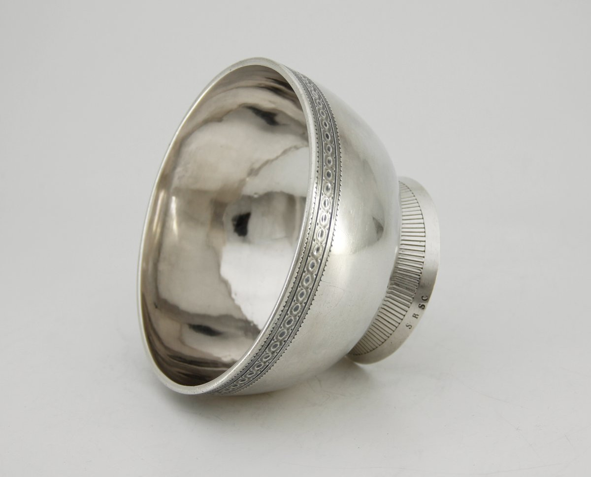 Solid Silver Bowl On Heel - Goldsmith Jean-frédéric Amaron, Lausanne Circa 1790-photo-1