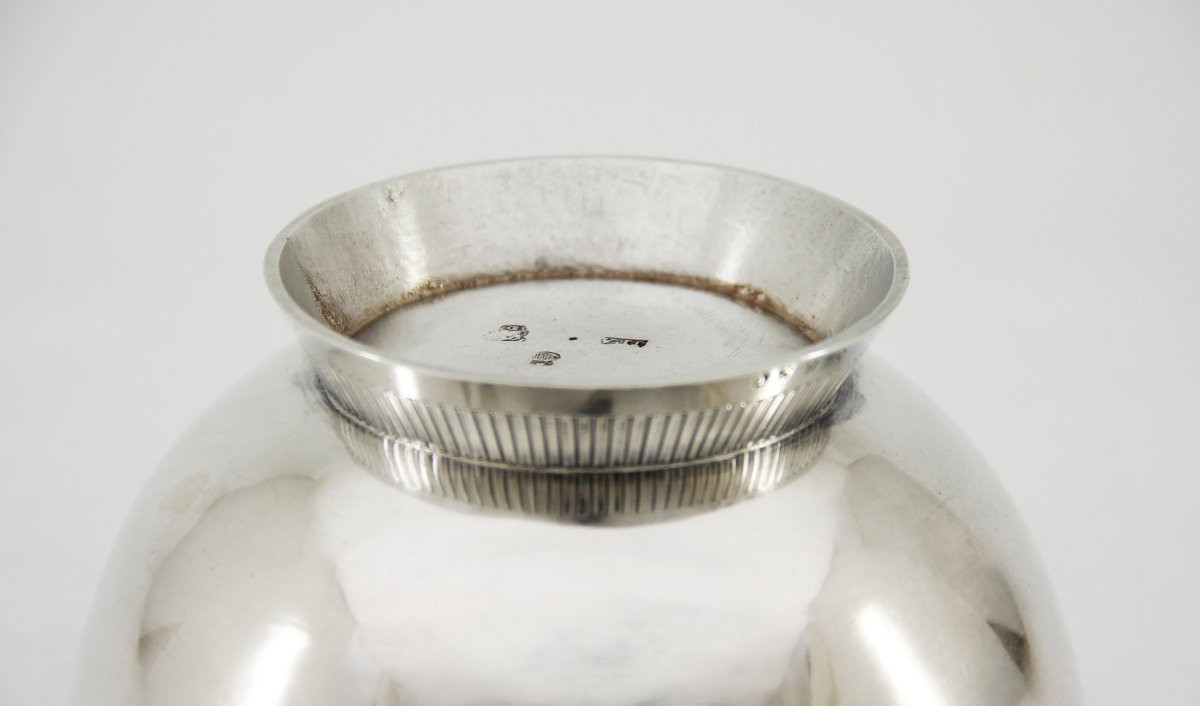 Solid Silver Bowl On Heel - Goldsmith Jean-frédéric Amaron, Lausanne Circa 1790-photo-2