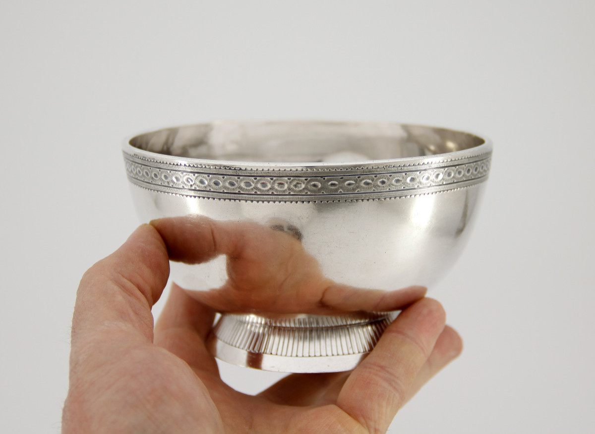 Solid Silver Bowl On Heel - Goldsmith Jean-frédéric Amaron, Lausanne Circa 1790-photo-6