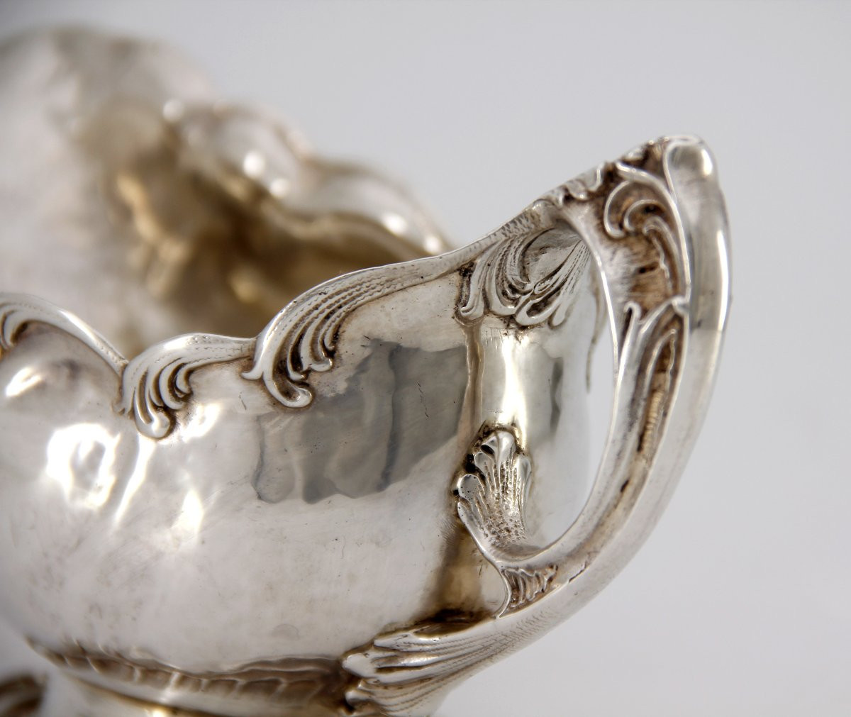 Rocaille Sauceboat In Sterling Silver - Swedish Model, Circa 1900 - German Hallmarks-photo-3