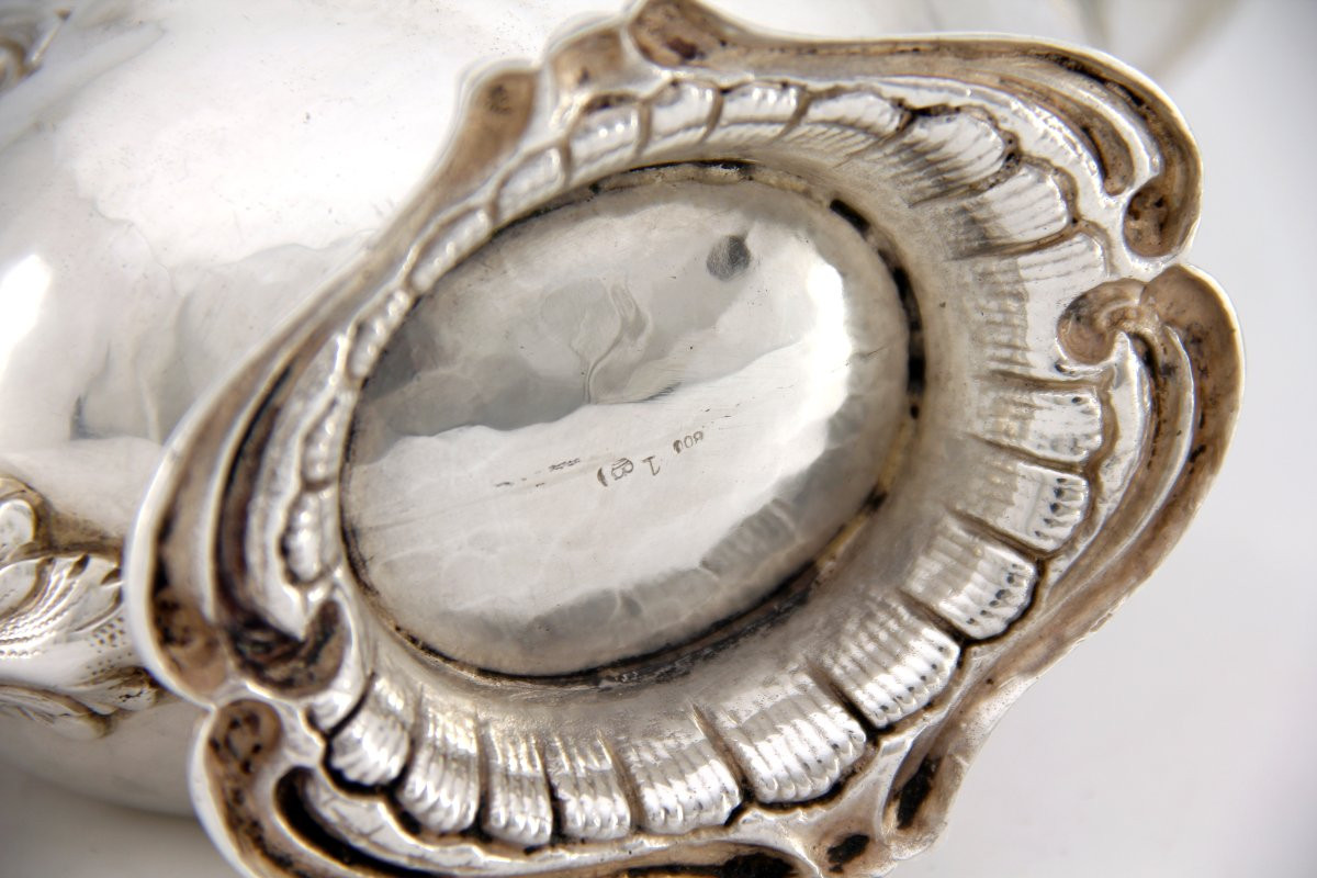 Rocaille Sauceboat In Sterling Silver - Swedish Model, Circa 1900 - German Hallmarks-photo-6