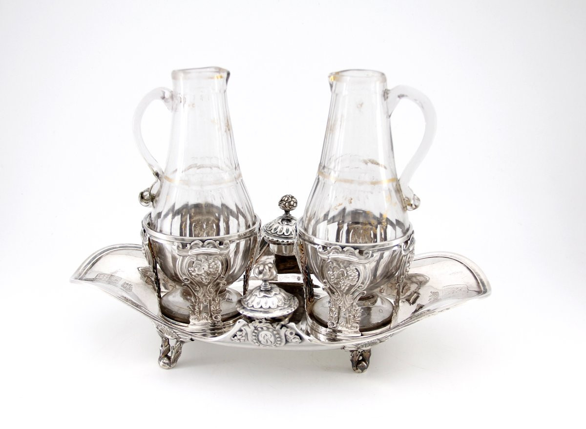 Huilier-vinaigrier en argent massif — René-Pierre Ferrier — Epoque Louis XVI — Paris, 1781-1782-photo-3