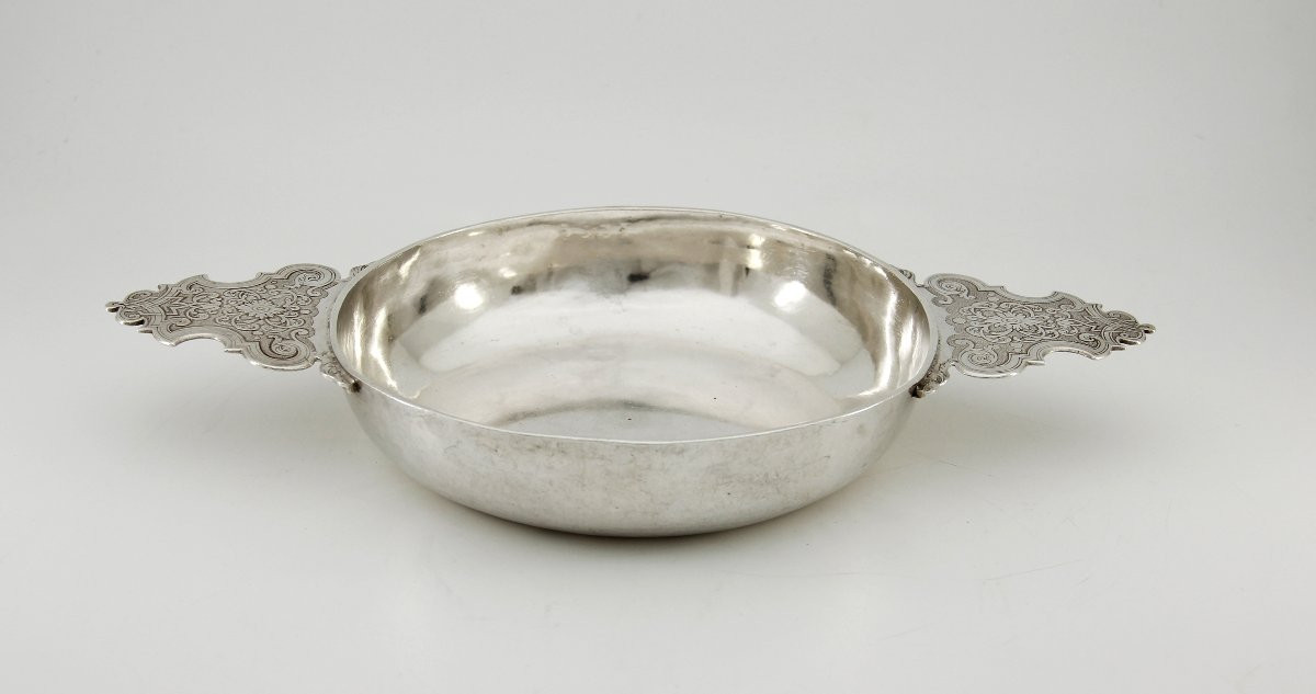 Ecuelle à Oreilles En Argent Massif - Jean Bérard - Régence Period - Saumur, 1717-1718-photo-3