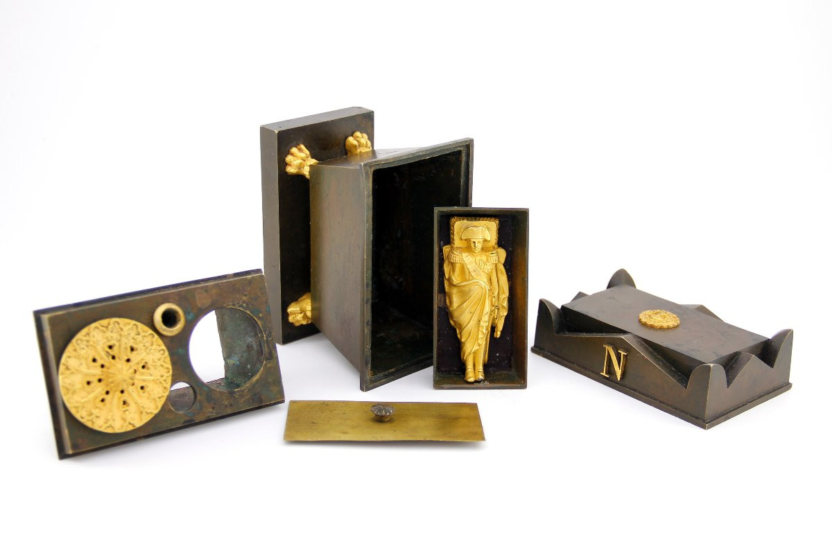 Encrier Tombeau de l'Empereur Napoléon – Bronze patiné et doré au mercure - Époque Charles X-photo-7