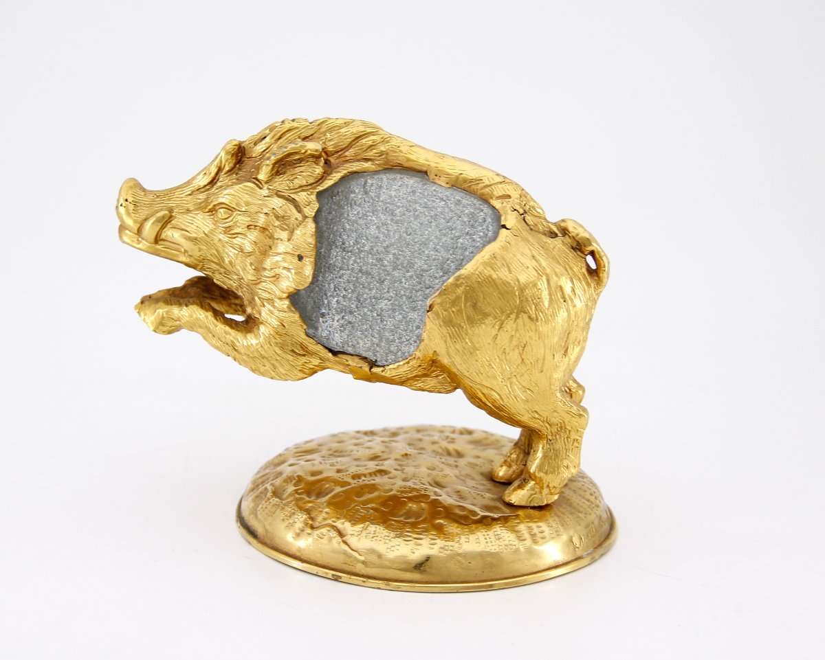 Gabriella Crespi (1922-2017) - Boar In Gilded Bronze And Murano Glass - Animali Series, 1970-photo-4