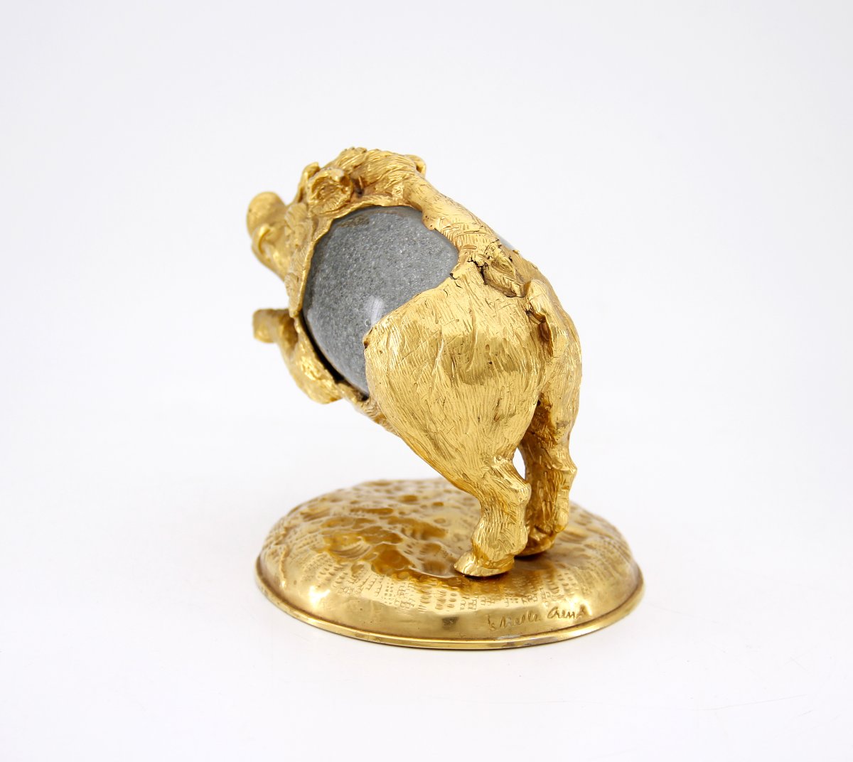 Gabriella Crespi (1922-2017) - Boar In Gilded Bronze And Murano Glass - Animali Series, 1970-photo-1