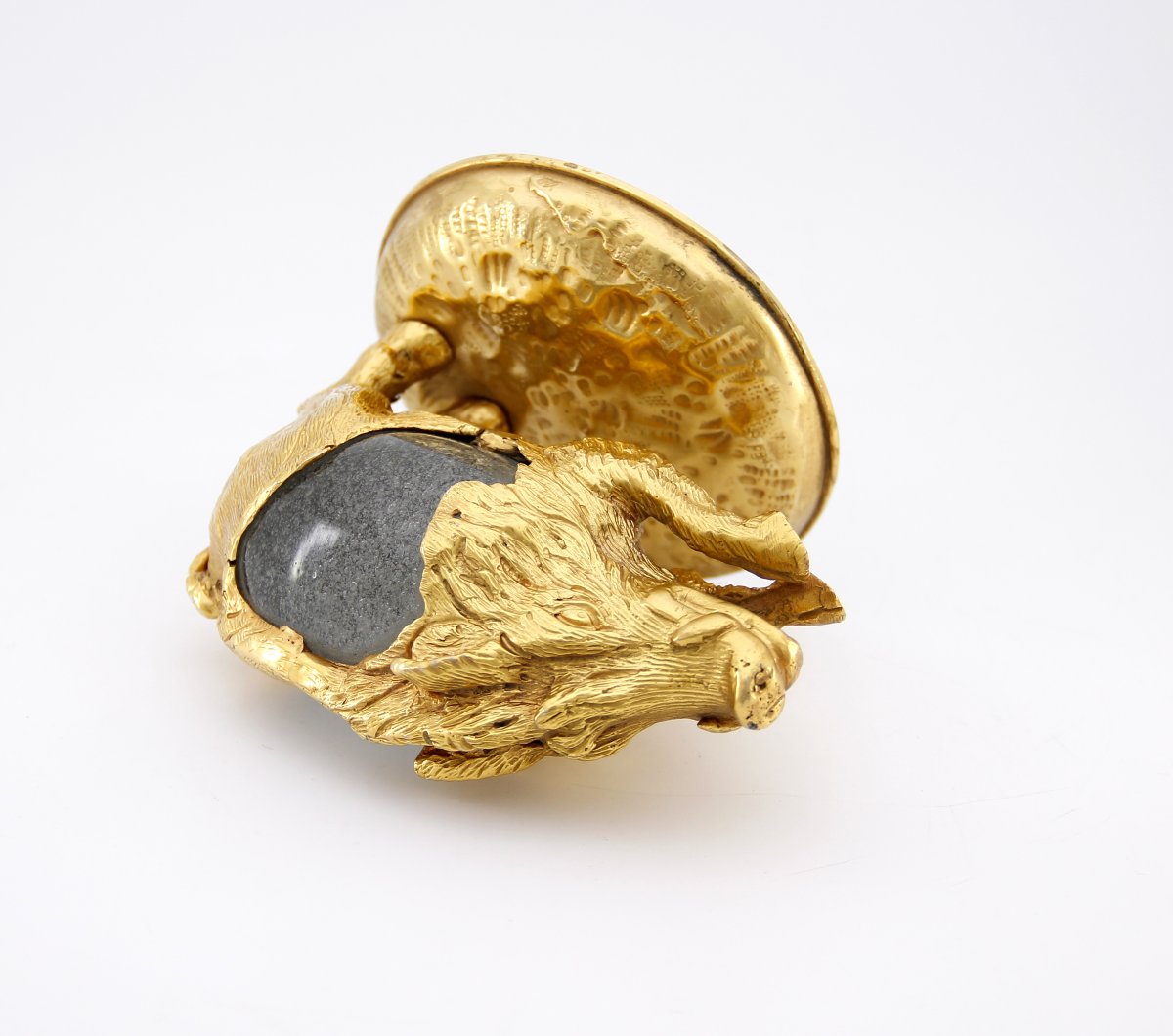 Gabriella Crespi (1922-2017) - Boar In Gilded Bronze And Murano Glass - Animali Series, 1970-photo-2