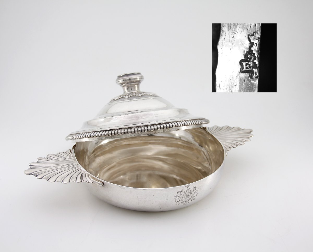 Ecuelle couverte d'époque Louis XV – Orfèvre Etienne-Hème Maisonrouge – Paris 1728-1729-photo-3