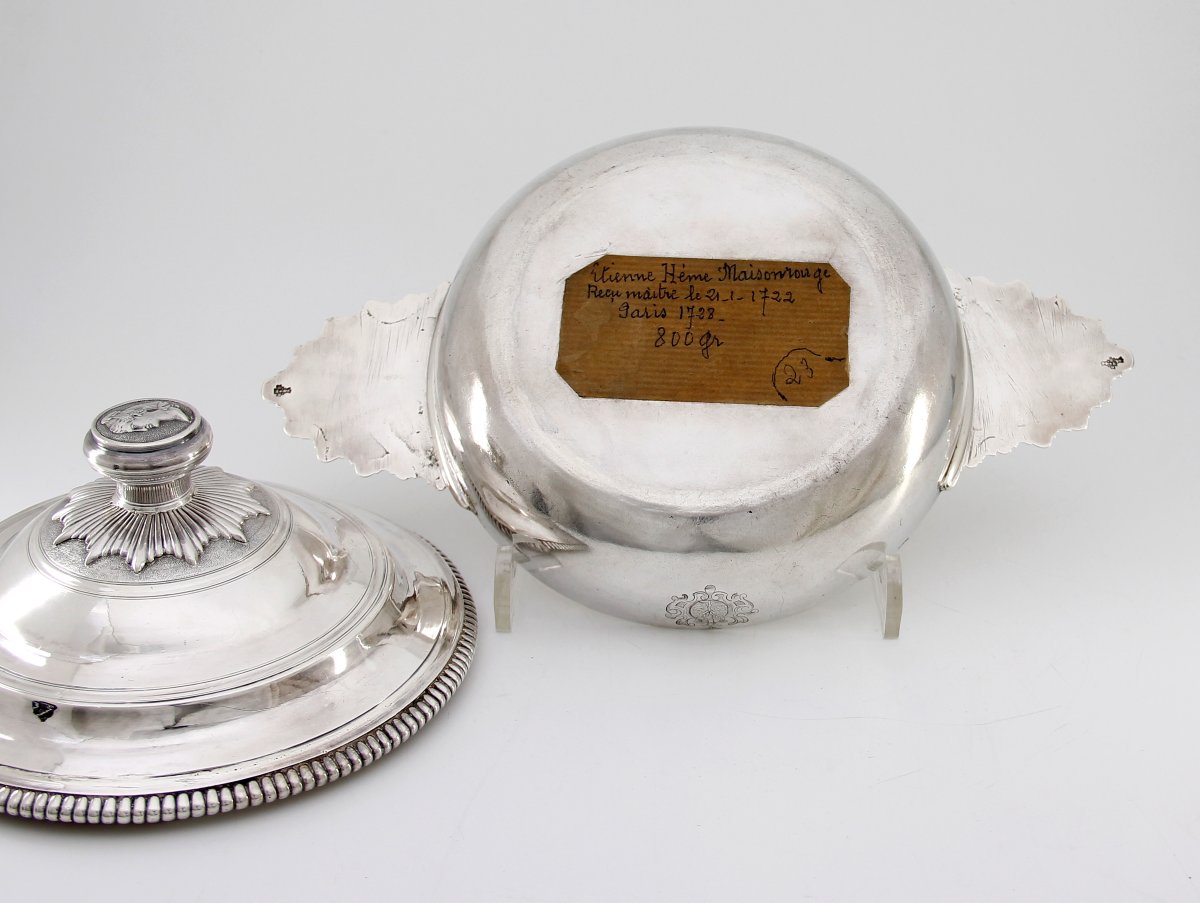 Ecuelle couverte d'époque Louis XV – Orfèvre Etienne-Hème Maisonrouge – Paris 1728-1729-photo-6