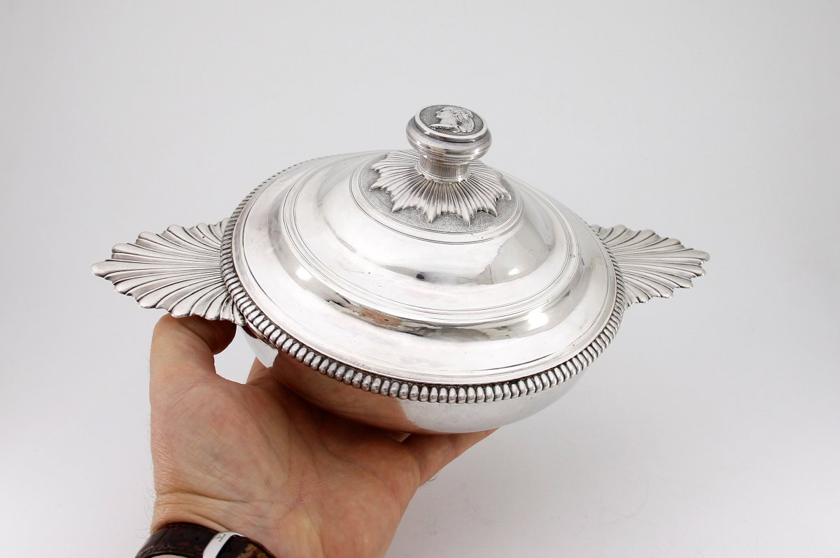 Ecuelle couverte d'époque Louis XV – Orfèvre Etienne-Hème Maisonrouge – Paris 1728-1729-photo-8