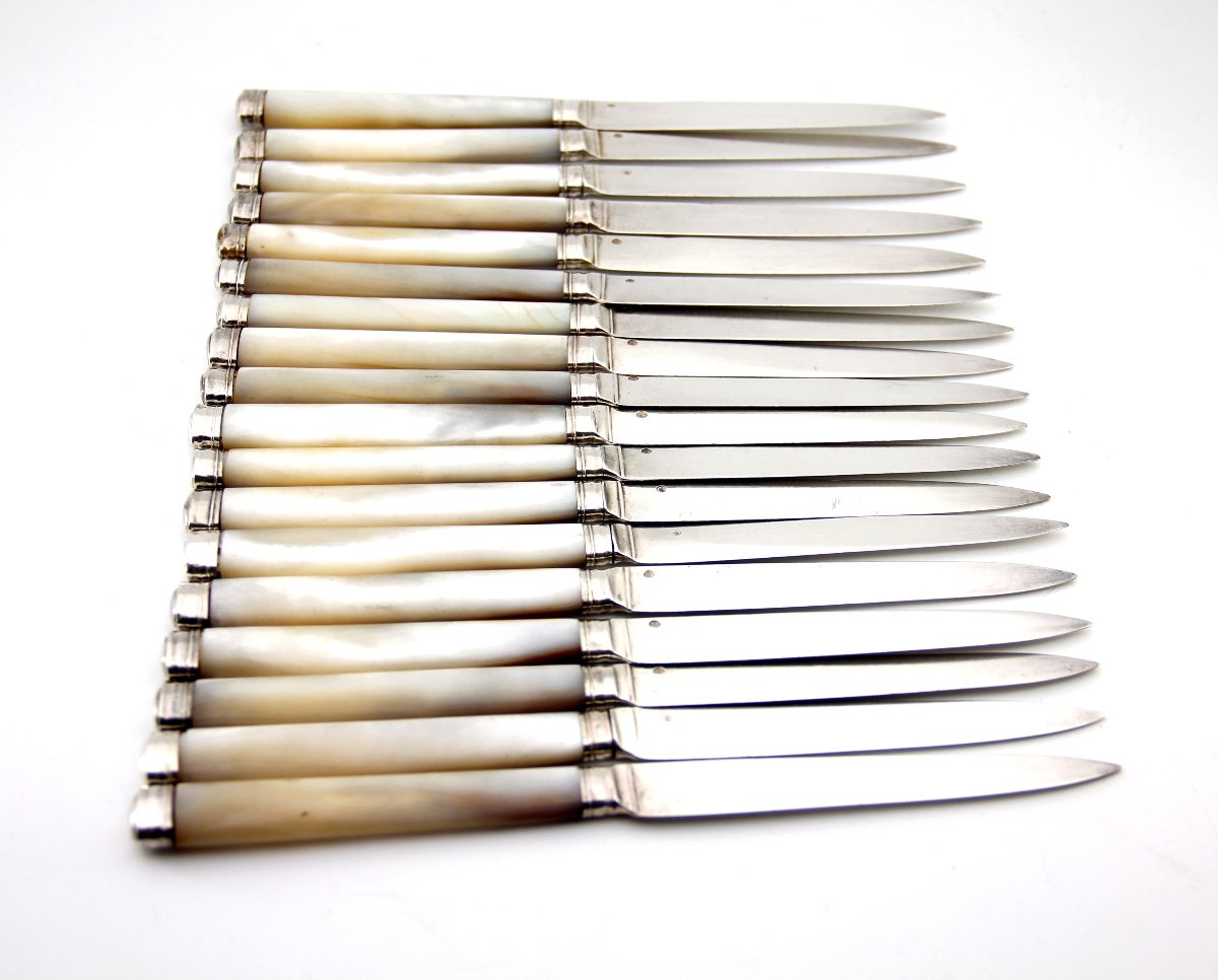 Rare Set Of 18 Silver And Mother-of-pearl Dessert Knives – François-charles Gavet – Paris, 1788–1789-photo-4