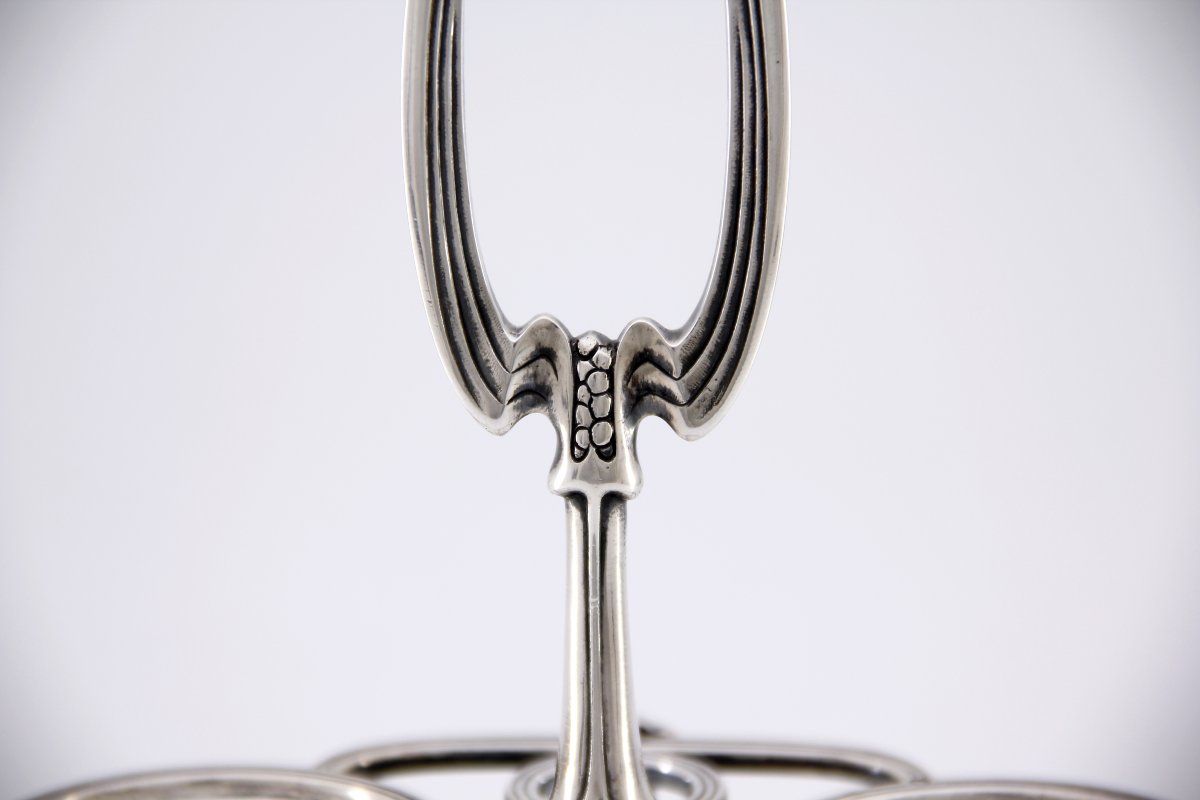 Art Nouveau Oil Cruet Holder In Solid Silver – Christofle, Gramont Model – Circa 1900-photo-4