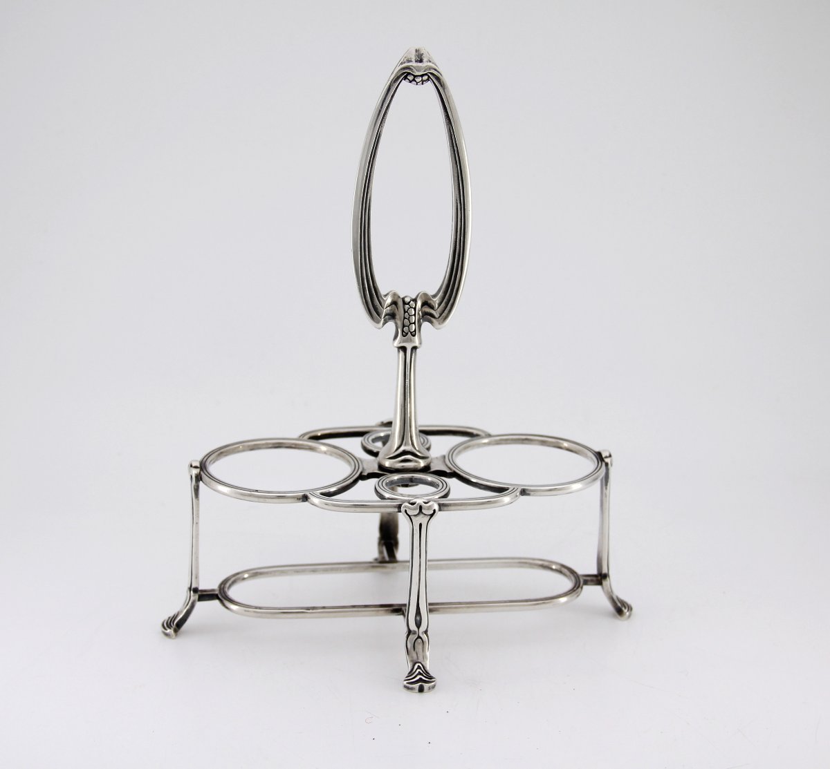 Art Nouveau Oil Cruet Holder In Solid Silver – Christofle, Gramont Model – Circa 1900