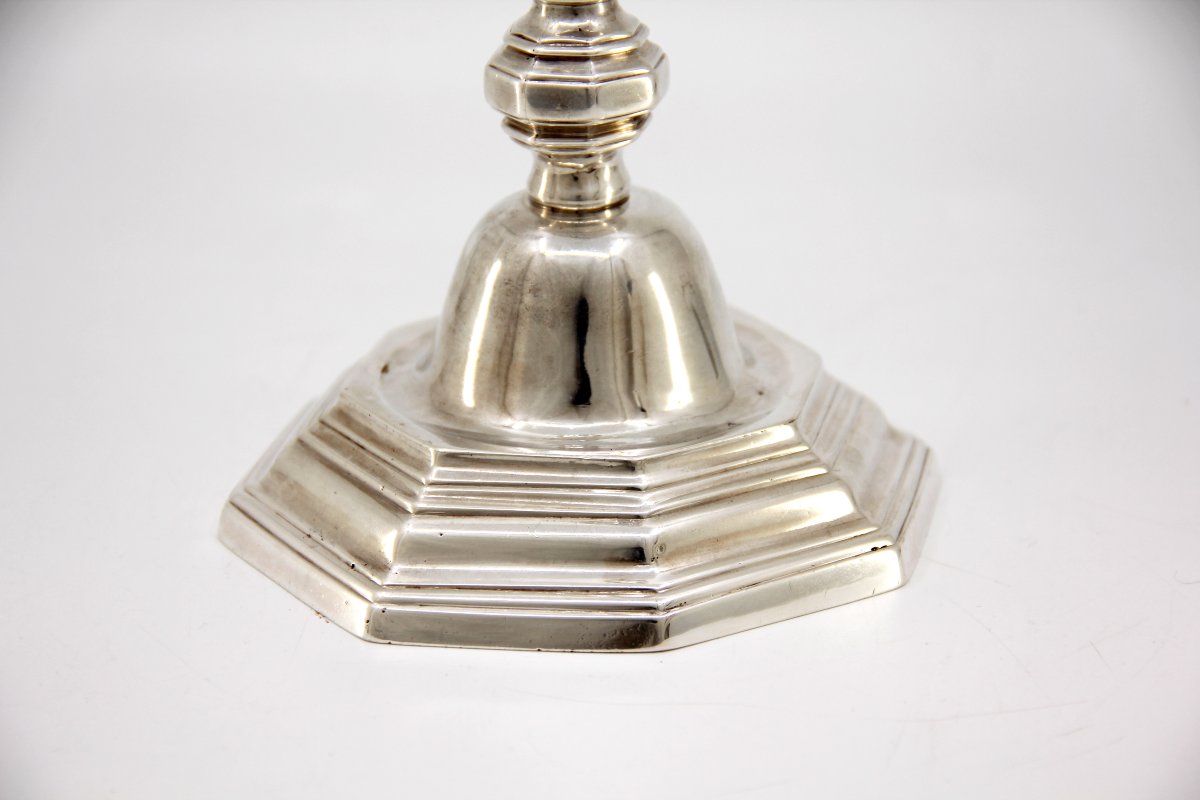 Solid Silver Regency Candlestick – Jean-adrien Duval – Louis XV Period – Calais, Circa 1760-photo-4