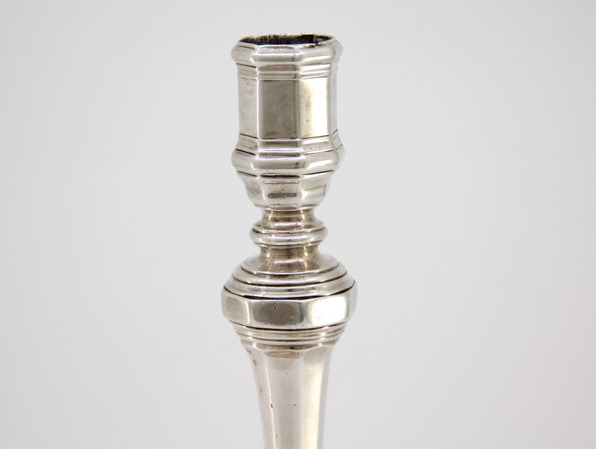 Solid Silver Regency Candlestick – Jean-adrien Duval – Louis XV Period – Calais, Circa 1760-photo-1