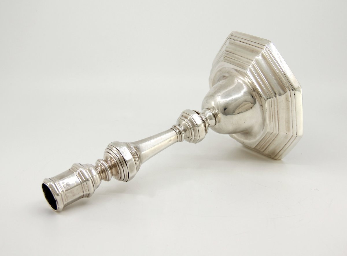 Solid Silver Regency Candlestick – Jean-adrien Duval – Louis XV Period – Calais, Circa 1760-photo-2