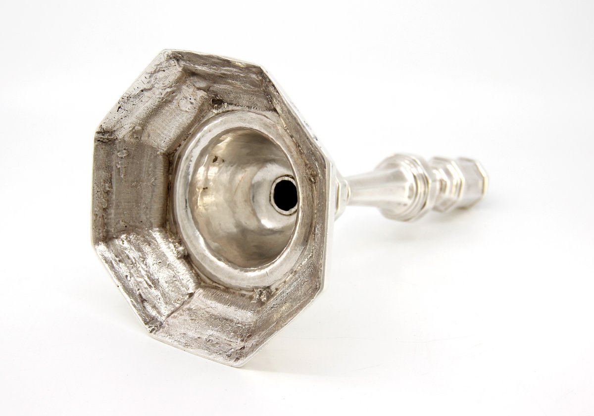 Solid Silver Regency Candlestick – Jean-adrien Duval – Louis XV Period – Calais, Circa 1760-photo-4