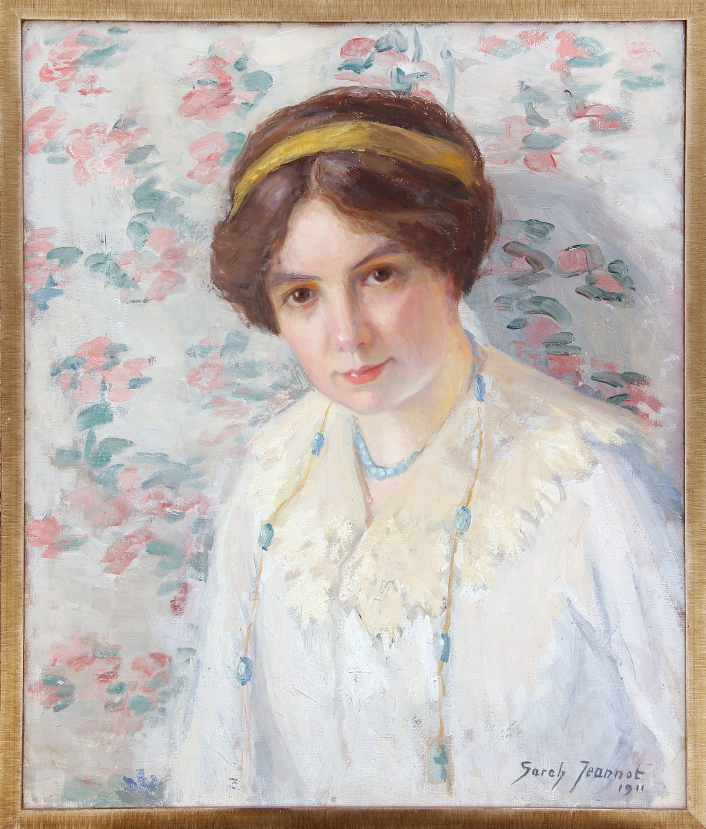 Sarah JEANNOT (1883-1958) — Ecole suisse — Autoportrait — Huile sur toile, signée et datée 1911-photo-2