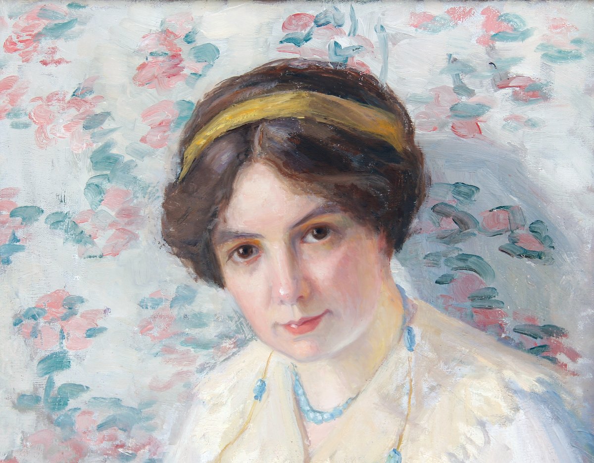 Sarah JEANNOT (1883-1958) — Ecole suisse — Autoportrait — Huile sur toile, signée et datée 1911