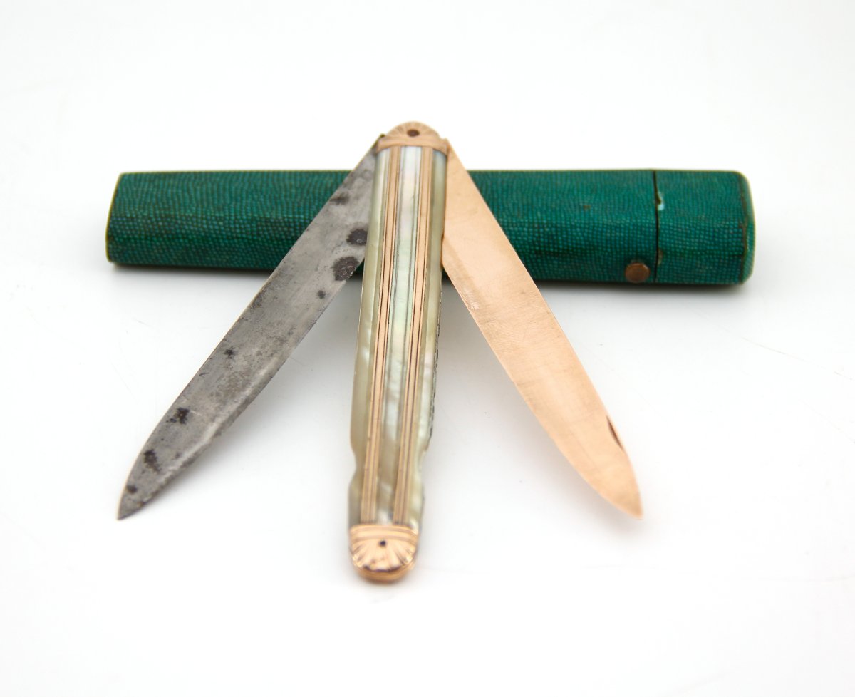Double-bladed Folding Knife, Known As A “à La Berge” – Shagreen – Louis XV Period, 1756–1762-photo-2