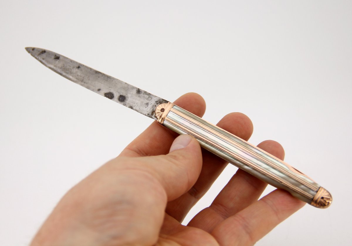 Double-bladed Folding Knife, Known As A “à La Berge” – Shagreen – Louis XV Period, 1756–1762-photo-5
