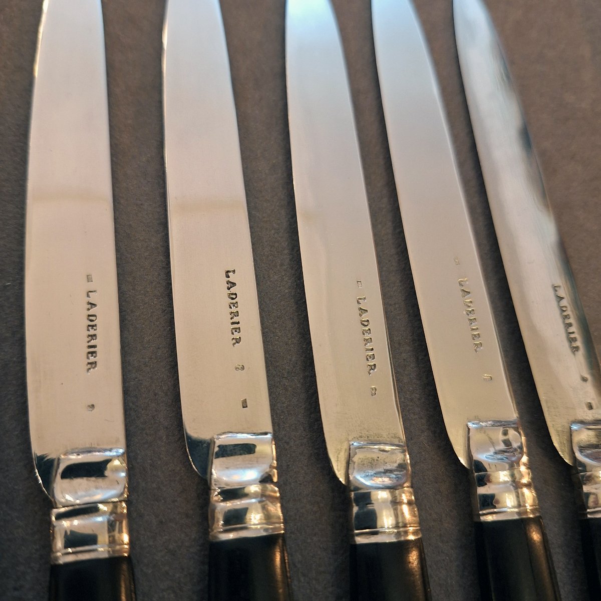 Laderier In Namur — Set Of Six Dessert Knives, Solid Silver And Ebony — Namur, Circa 1770-photo-4