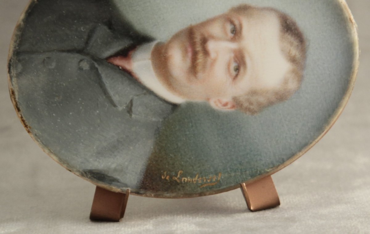 Miniature sur ivoire par Ernest de Landerset, datée 1899-photo-5