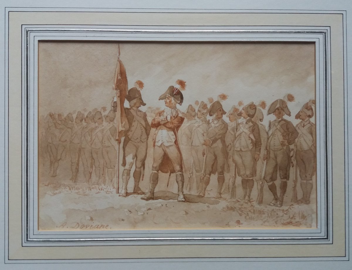 Auguste Doviane (1825-1887), 18th Century Infantry, Watercolor-photo-3