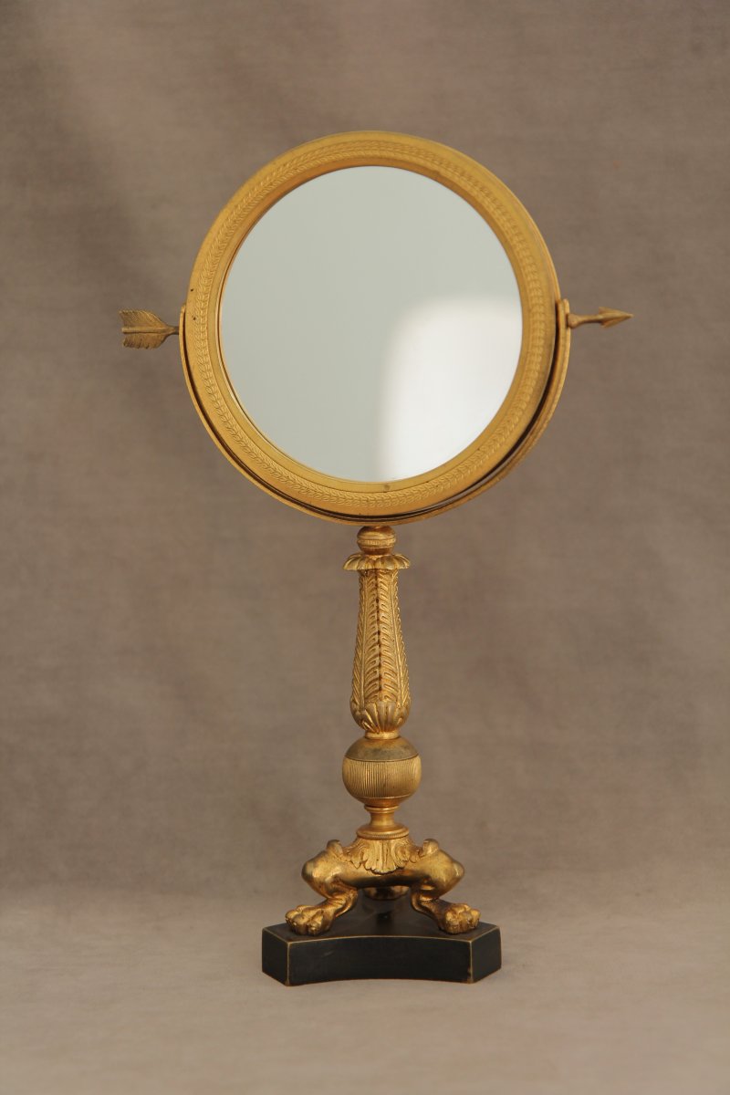 Gilt Bronze Table Mirror, Empire Period - Restauration-photo-2