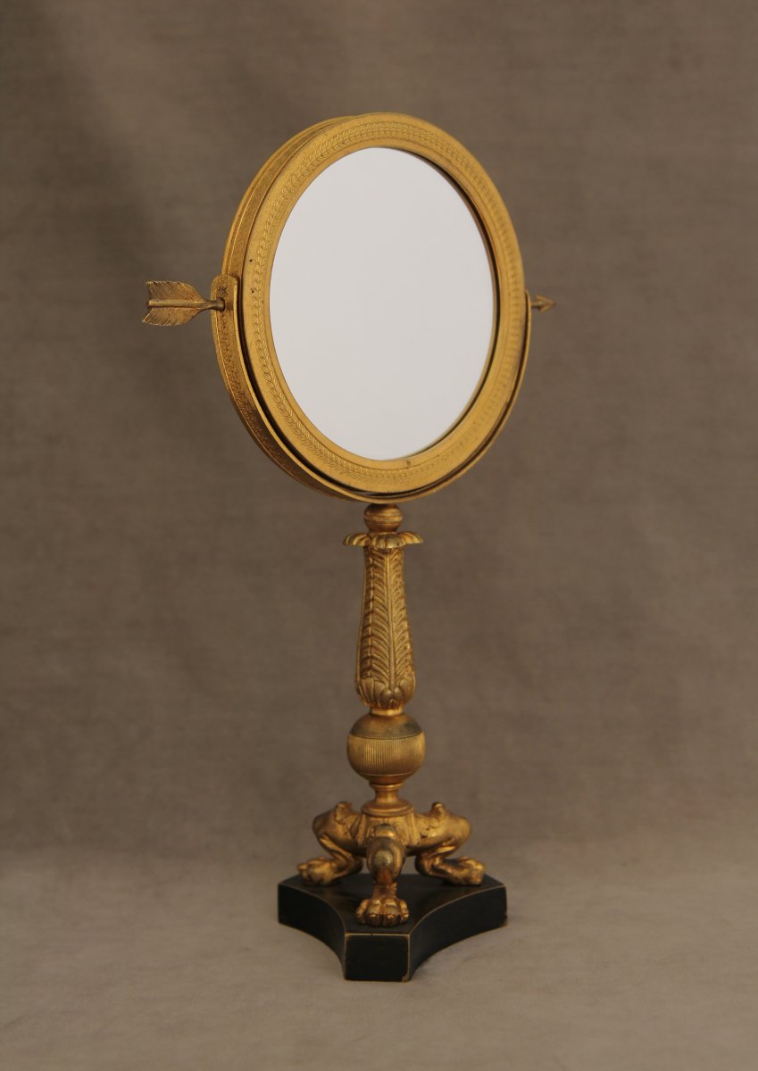 Miroir de table en bronze doré, époque Empire - Restauration-photo-4