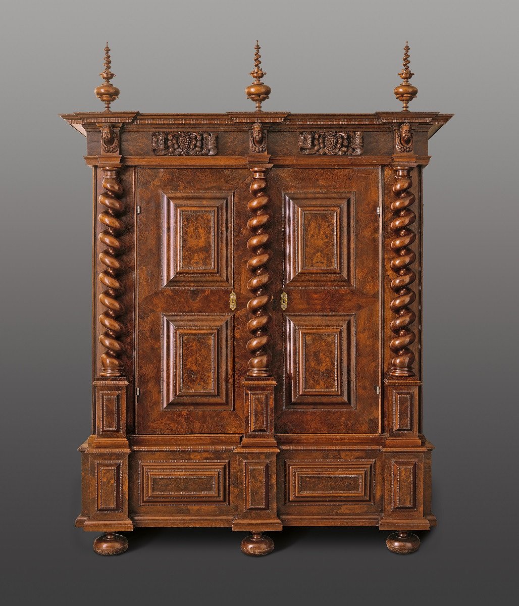 Important Cabinet With Three Twisted Columns, Basel, Switzerland, Late 17th Century-photo-8