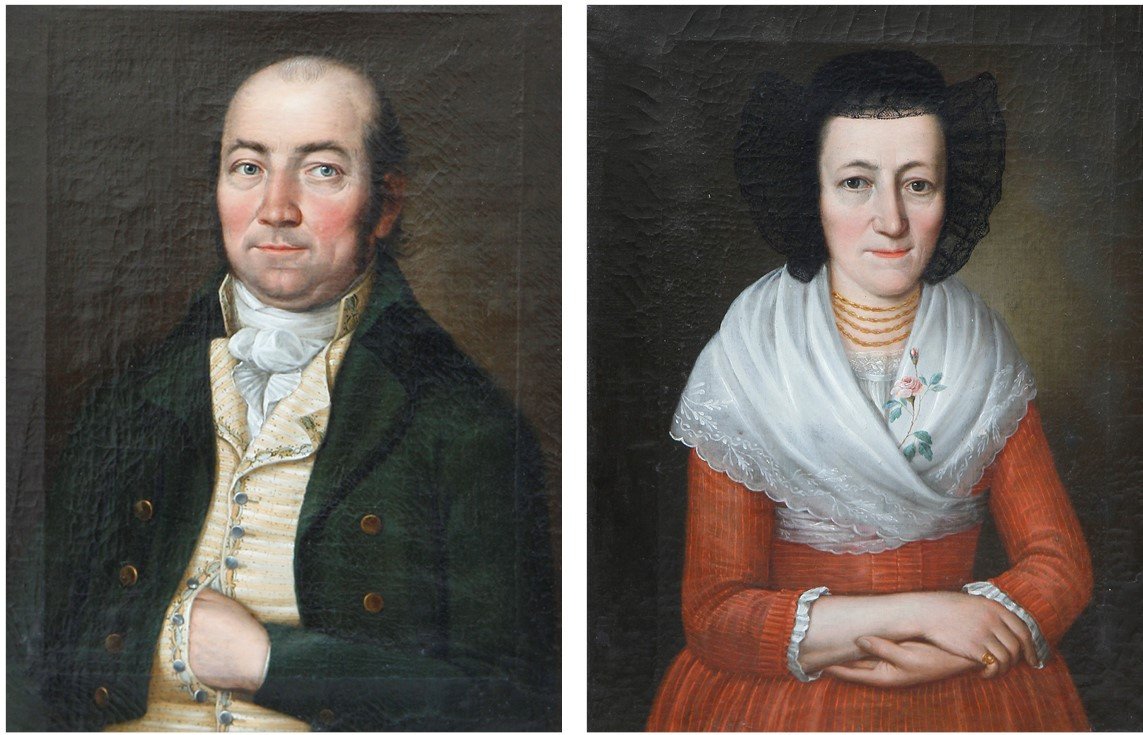 Pair Of Portraits, Oil / Canvas, Swiss School [probably Berne], End Of The 18th Century - Beginning Of The 19th Century-photo-2