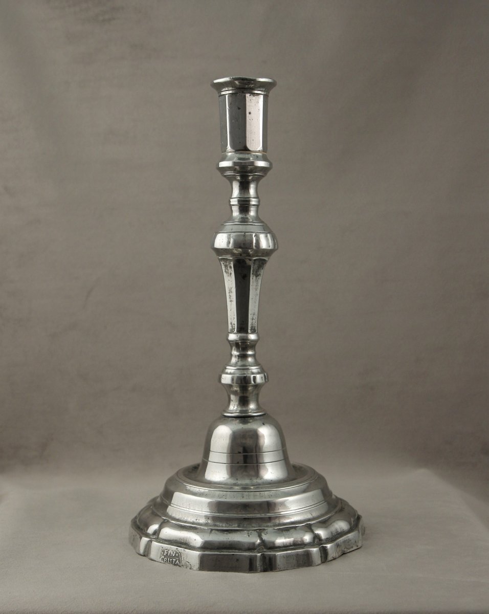 Pewter Candlestick, Reuchlin In Lausanne, Circa 1760-photo-2