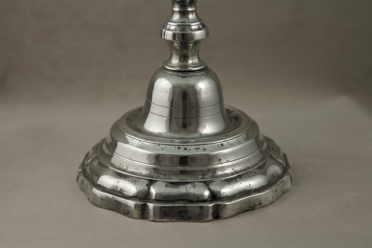 Pewter Candlestick, Reuchlin In Lausanne, Circa 1760-photo-1