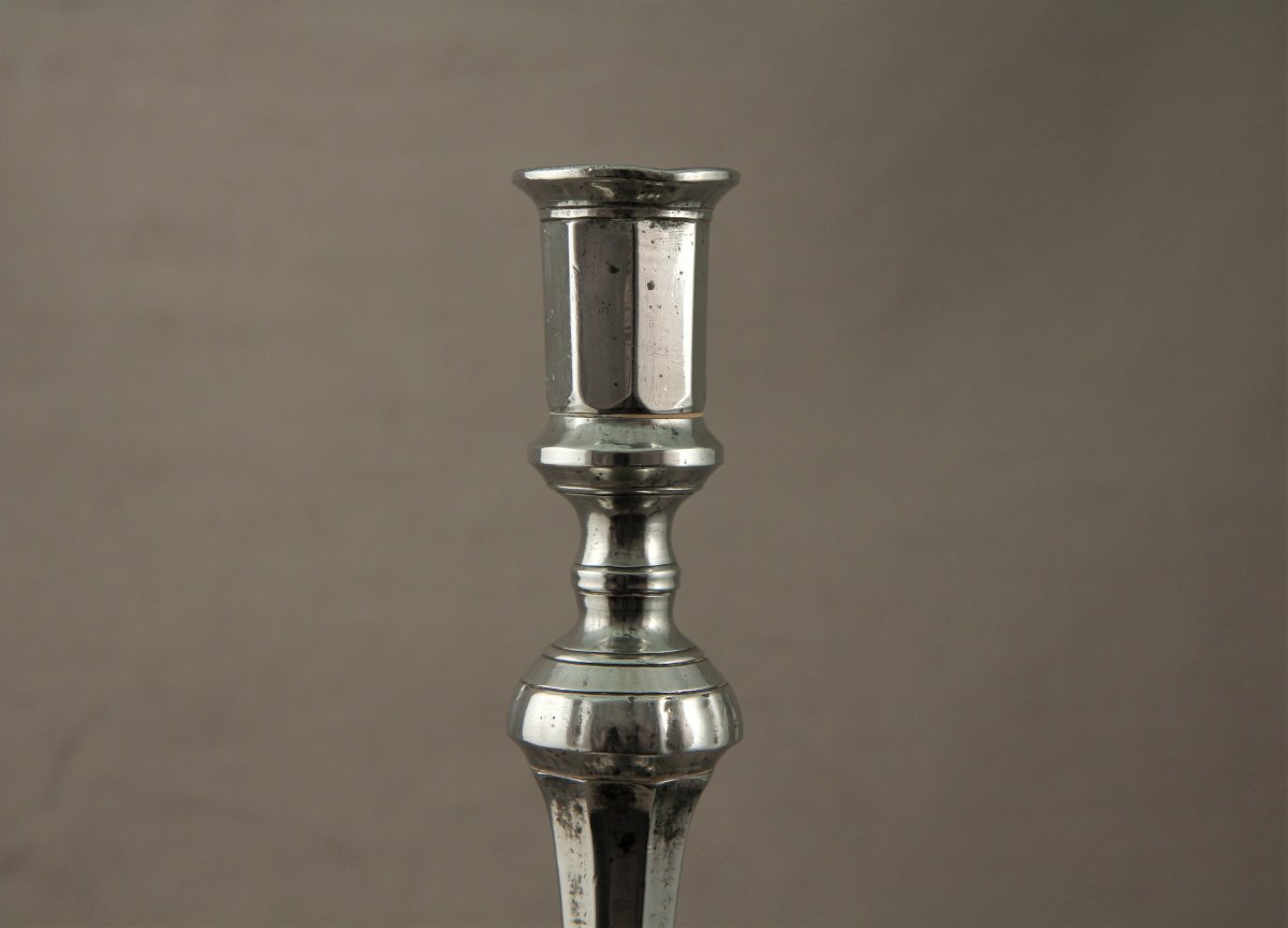 Pewter Candlestick, Reuchlin In Lausanne, Circa 1760-photo-2