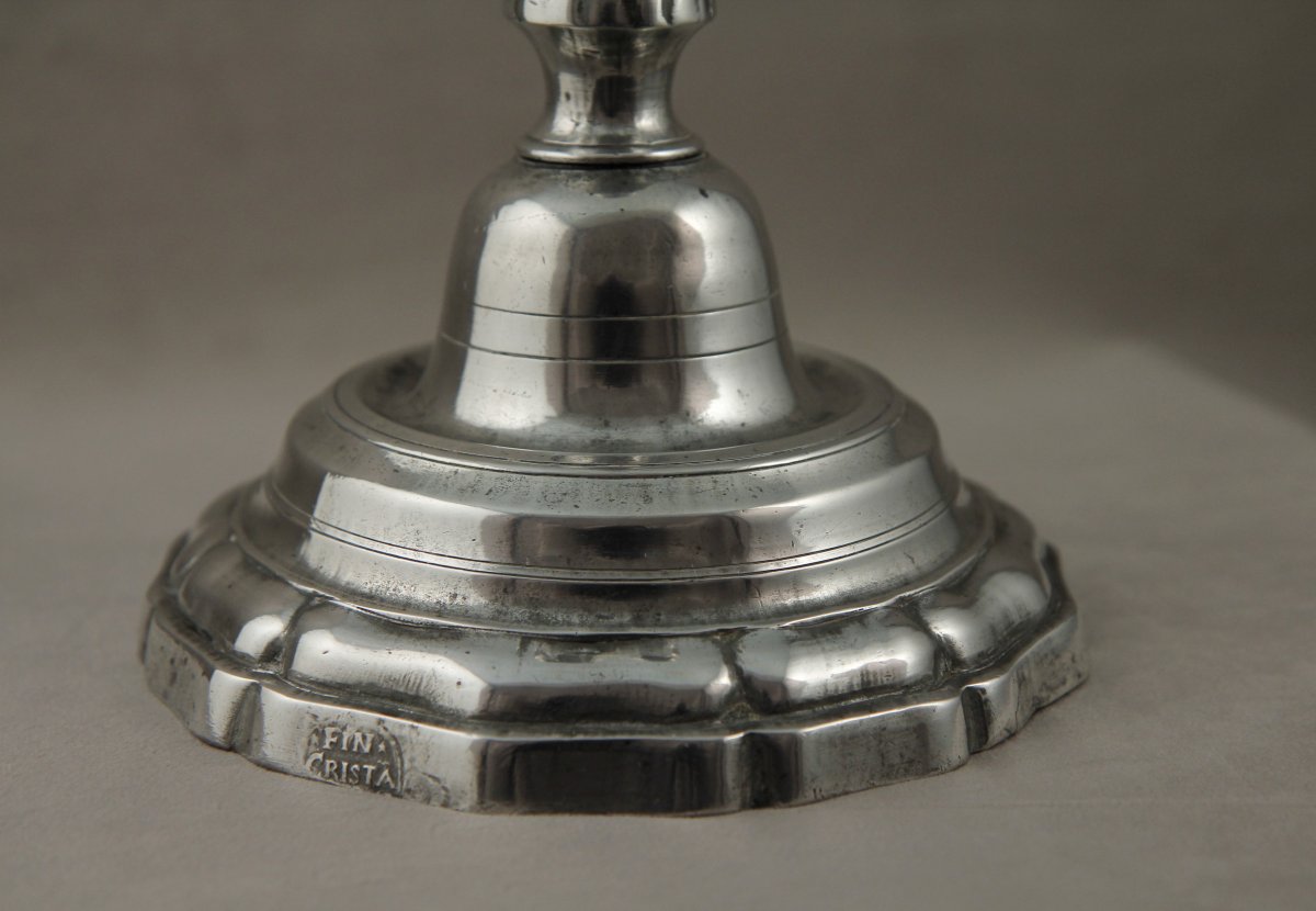 Pewter Candlestick, Reuchlin In Lausanne, Circa 1760